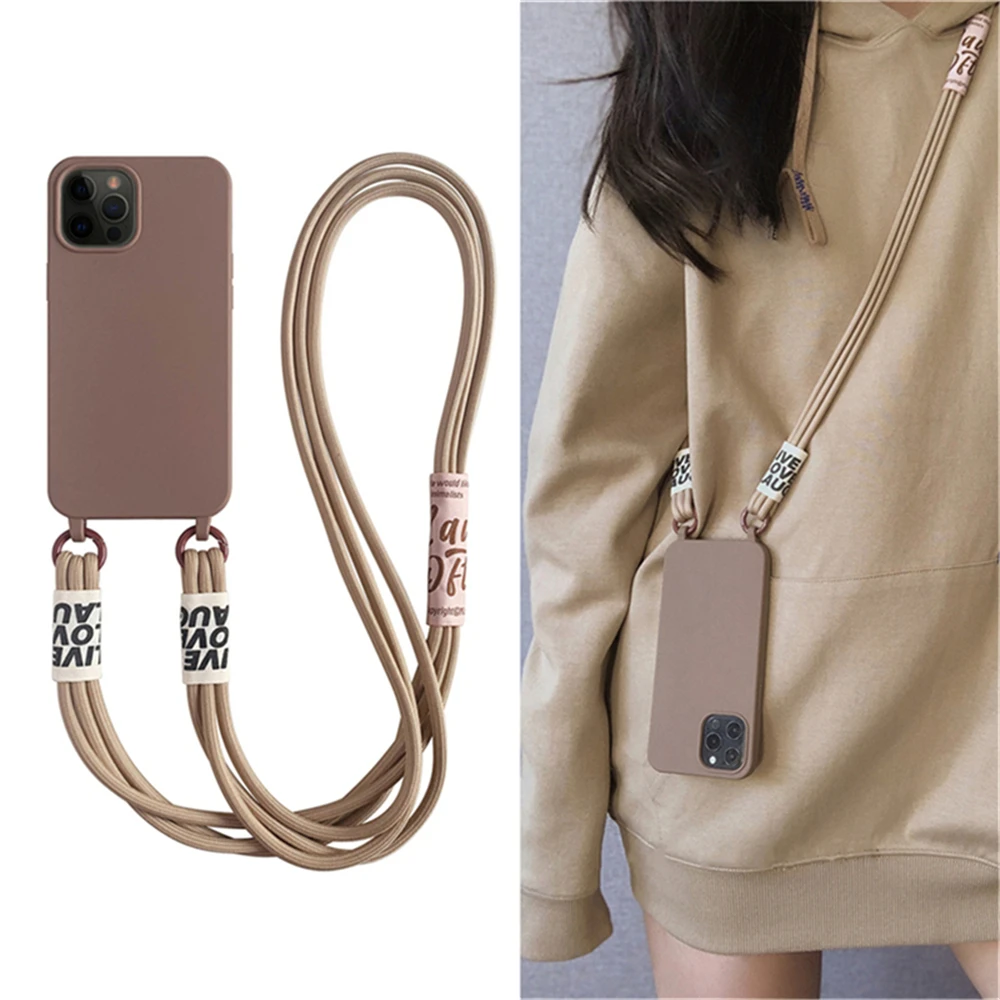 Silicone Phone Case with Cord Strap Lanyard - Crossbody Necklace Cover