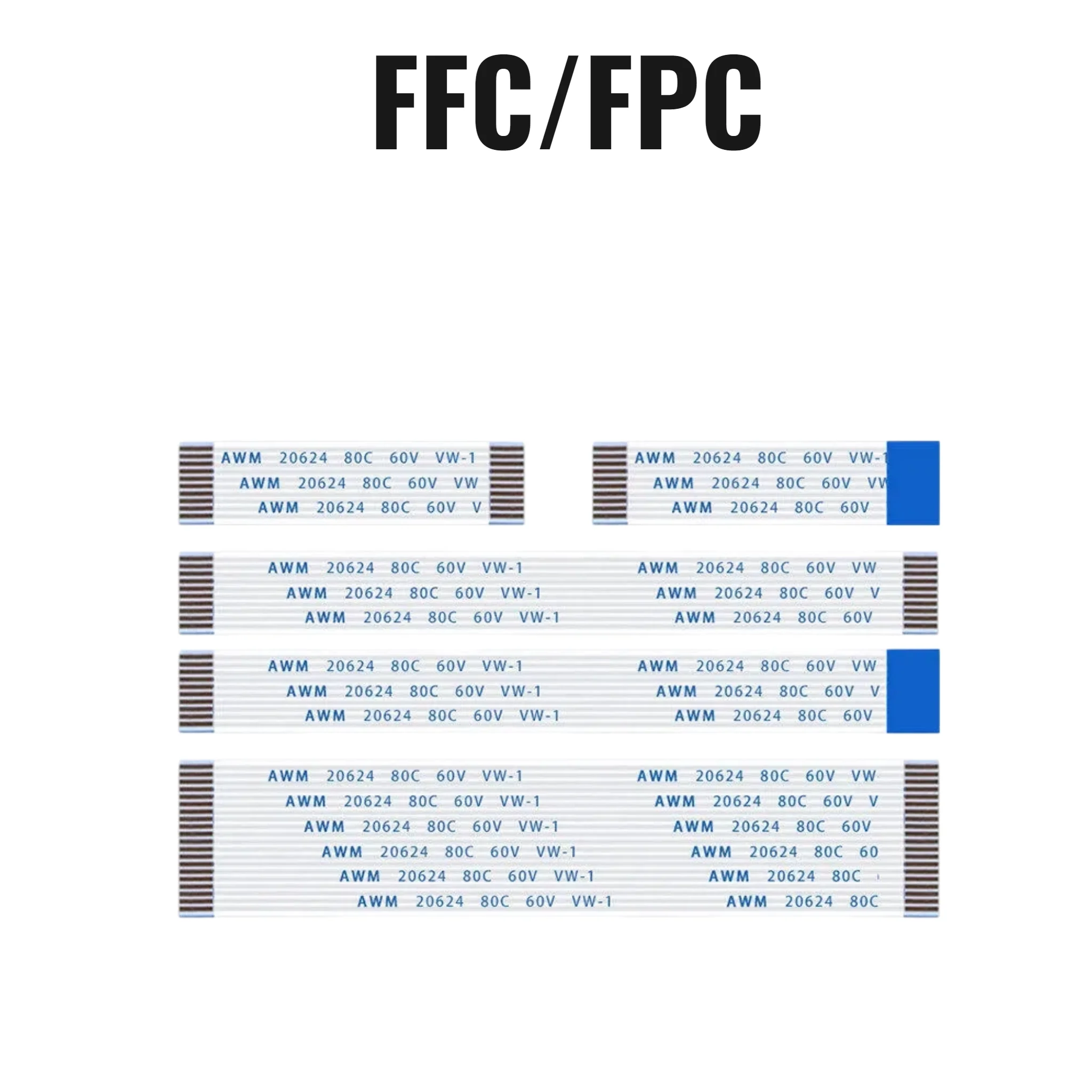 10PCS, FFC FPC 리본 플렉시블 플랫 케이블 4/6/8/10/12/14/16/18/20/24/30/34/40P 핀 피치 0.5MM 1.0MM A형 와이어 길이