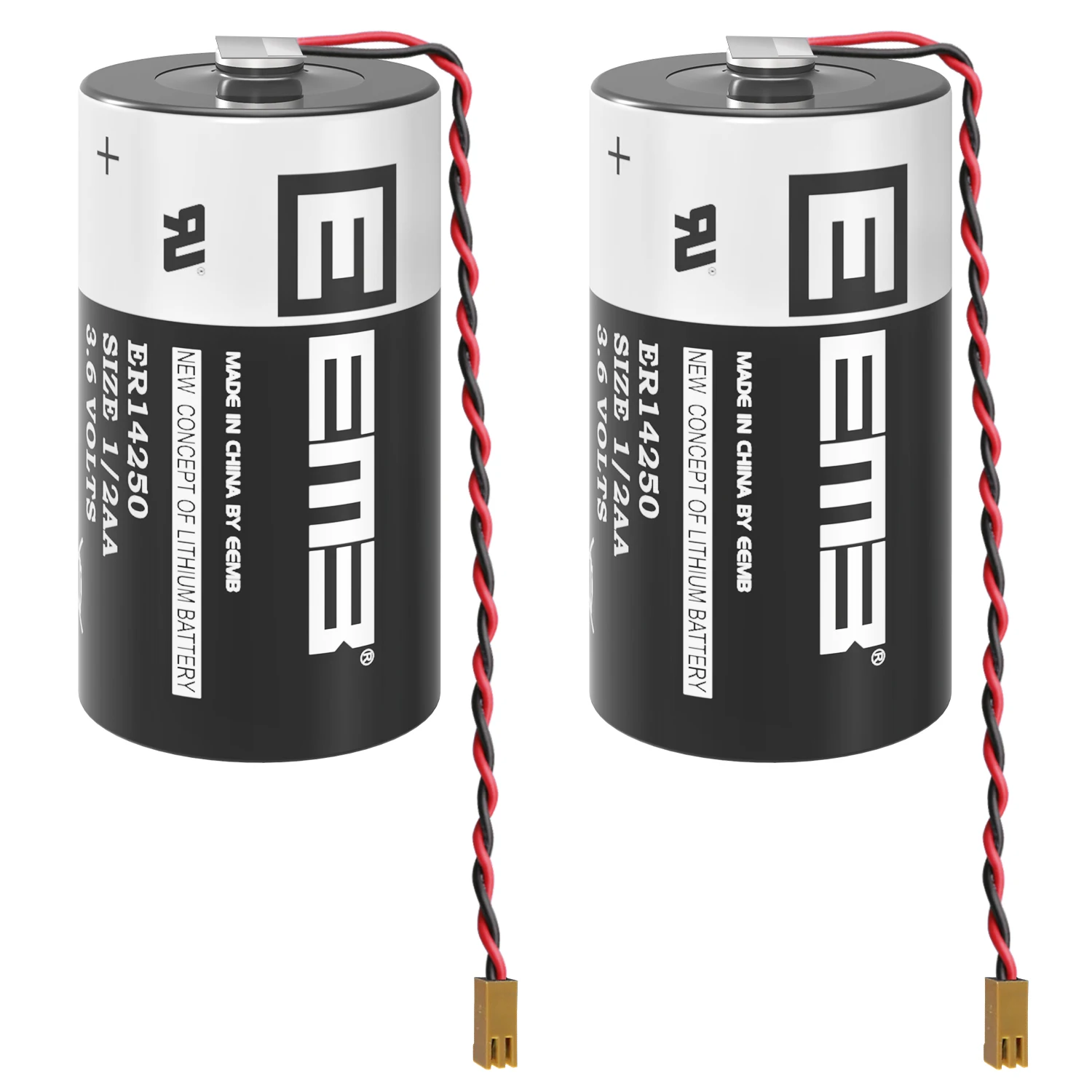 2Pack EEMB ER14250 PLC Battery 3.6V Battery Pack 1200mAh Compatible for Toshiba ER3V with Plug