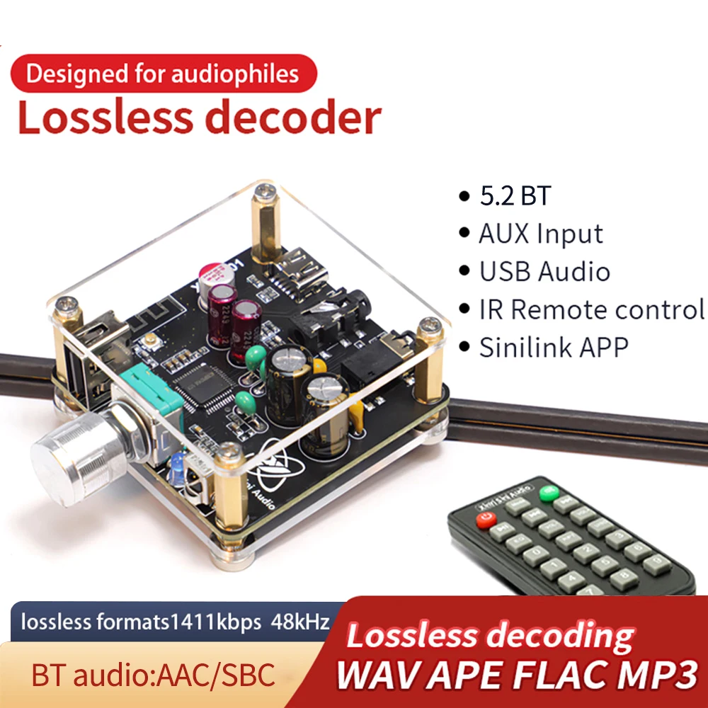 HiFi Bluetooth 5.2 Receiver Board DAC Audio Decoder Board Player Sound Receiver Fever Decoding Module LA01 Type-C