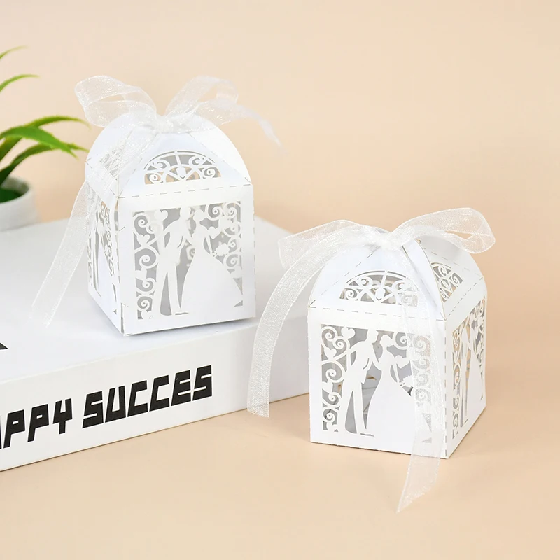 

10/20Pcs Wedding White Candy Packaging Box Bride Groom Gift Boxes Wedding Gifts For Guests Party Decoration Supplies