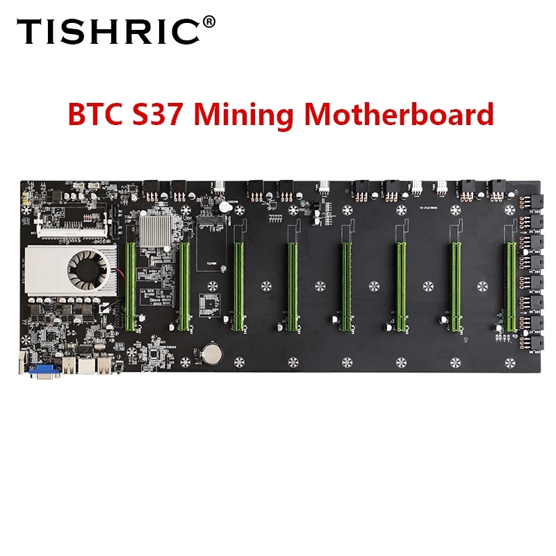 Btc S37 Mining Motherboard Msata 2.0 Hdmi Vga 4pin Cpu Fan 8*pcie 16x