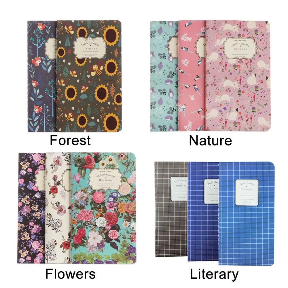 1PC Random Style Kraft Paper Notebook 48K Workbooks Color Notebooks Hand-painted Sketchbook Diarybook Stationery Office Supplies - 5