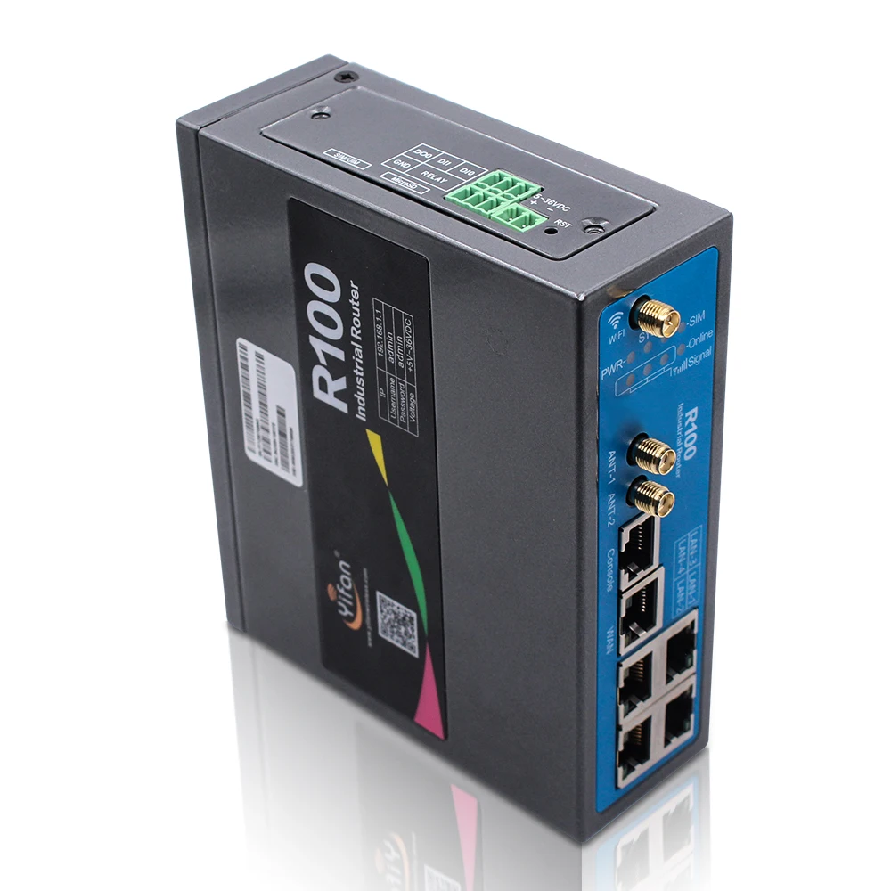 Support I/O RS232 RS485 ports R100 industrial 4G VPN wifi Router with Sim card slot Ethernet port