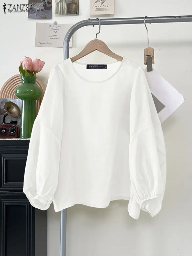 Women Long Sleeve White Casual Blouse Autumn Office Top