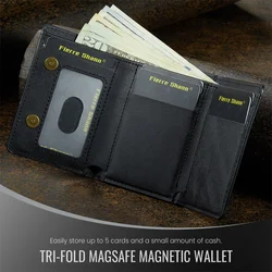 RFID Shielded Faux Leather Magnetic Phone Wallet for Secure ID & Credit Card Storage - Men's Gift (Black)