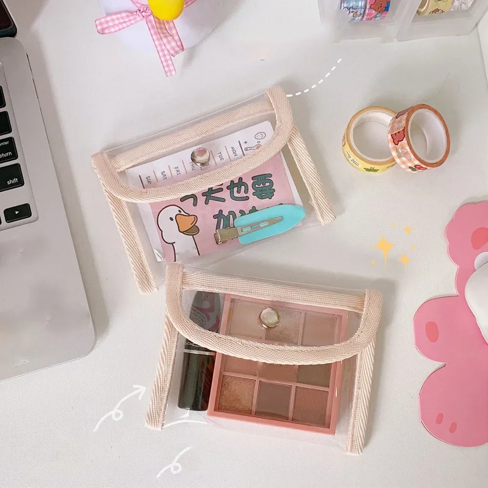 Women Transparent Kawaii Card Wallet Key Holder Storage Bag Fashion Pvc Coin Purse Girls 2023 New Clear Small Pouch Hand Purses