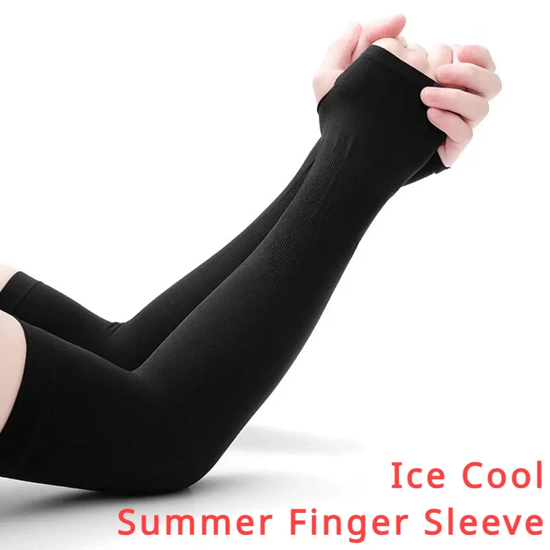 1 Pair Summer Finger Sleeve Cool Wearing High Elastic Elbow Spring Outdoor Riding Fingerless Fishing Ice Silk finger sleeves
