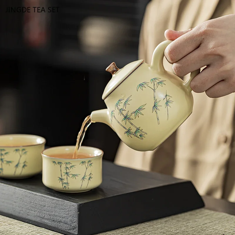 1PCS 180cc Ceramic Ru Kiln Single Teapot Chinese High End Household Kung Fu Tea Maker Xishi Pot Chinese Tea