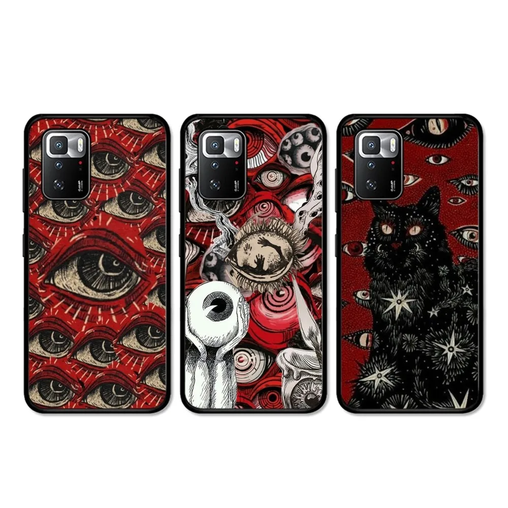 

Scary Face Eyes Phone Case For Redmi 5 6 7 8 9 10 Plus Pro 6 7 8 9 A GO K20 K30 K40 Pro Plus F3 Fundas