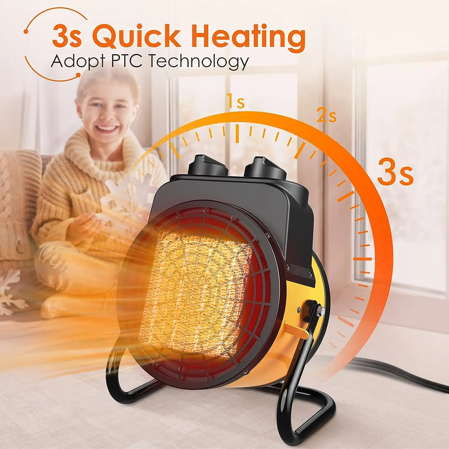 Heater, Space Heaters for Indoor Use, 1500W  Heater with 3 Modes, 3S Quick Heat, Thermostat with Overheat Protection, Space Heat electric space heater ceramic electric heater with overheat