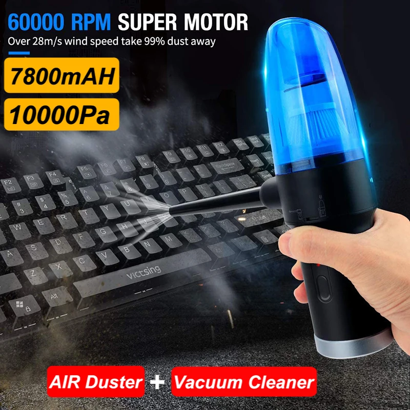 Upgraded Cordless Electric Compressed Air Duster Blower & Vacuum 2-in-1 Replaces Canned Air Spray Cleaner for Computer Keyboard air duster