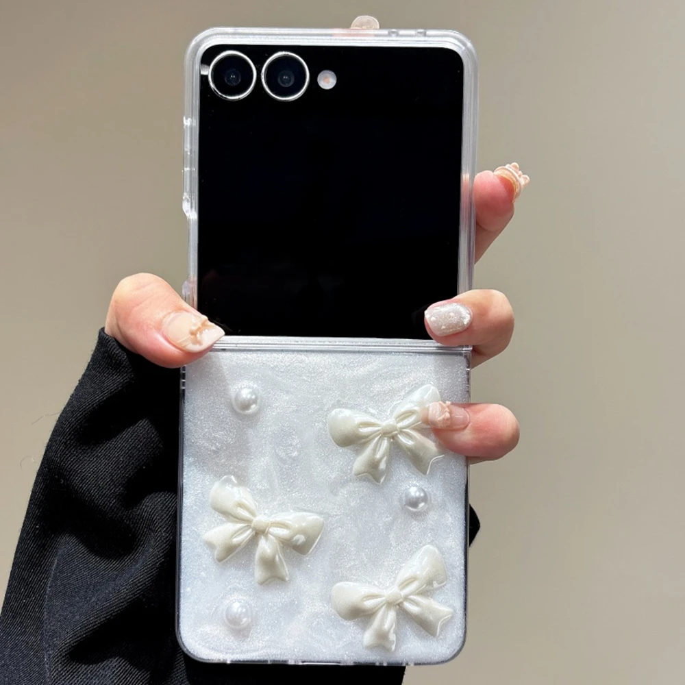 Gitter 3D Pearl Bow Cute Shockproof Bumper Phone Case - Soft Non-Slip Cover