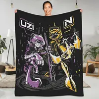Robot Murder Drones Anime Movie Warm Soft Blankets Uzi Travel Plush Throw Blanket Fashion Chair Flannel Bedspread Sofa Bed Cover 1
