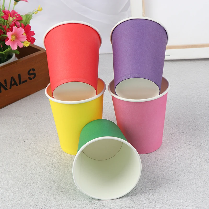 Color Disposable Cups Handmade Paper Kindergarten DIYCoffee Cup Materials Household Kitchen Accessories 10pcs