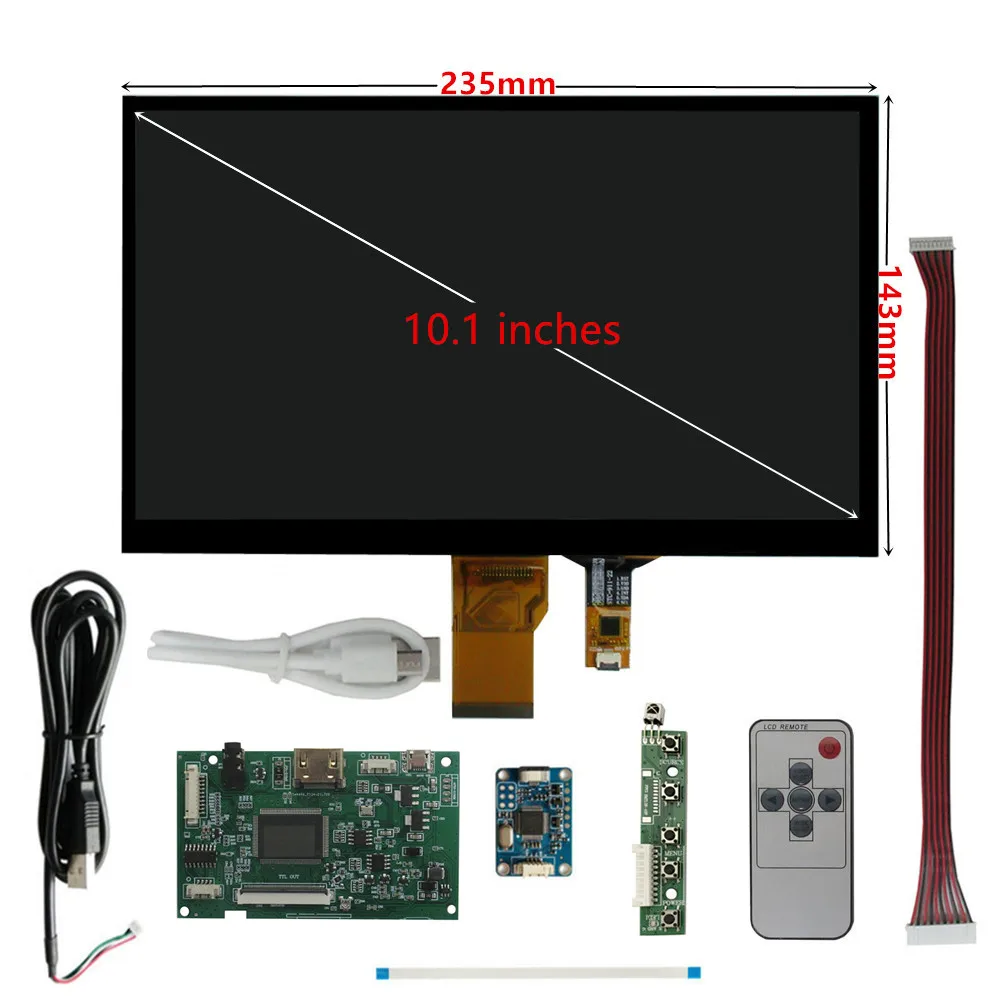 10.1,10 inch TFT LCD Display w/ HDMI+VGA+Video Driver Board for