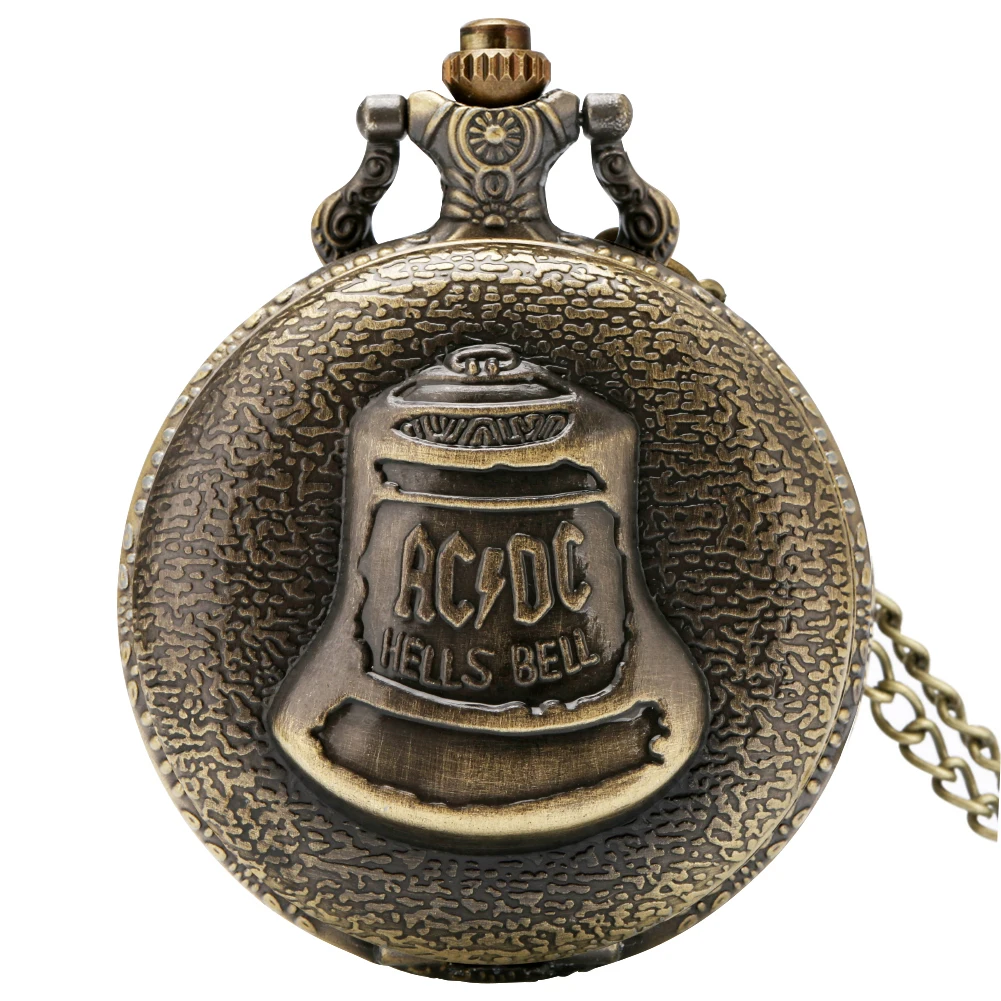 

Antique Bronze Hells Bell Pattern Quartz Pocket Watch with Retro Pendant Jewelry Chain Watch Men Women Clock Gift Collectible