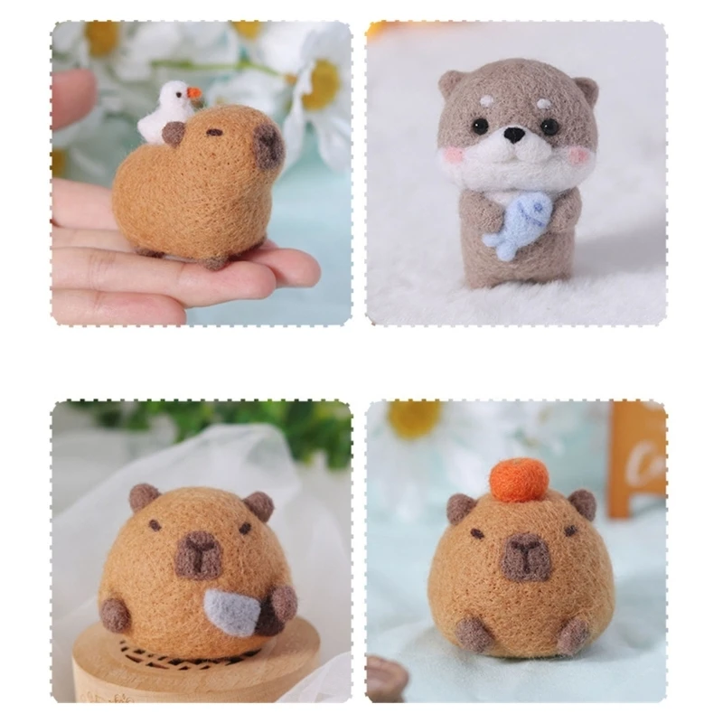 Needle Felting Set Capybara Felting Starter Kits with Poke Needle and Instructions Supplies DIY Craft needle felting kit needle felting painting kit