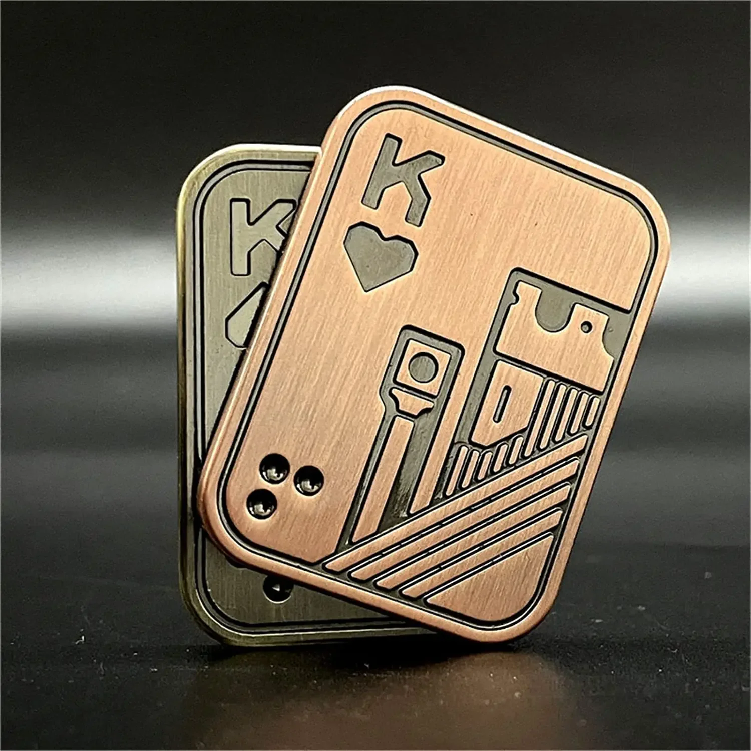 Sensory Fidget Toy Anti Stress Toy Fidget Toy Push Puzzle Game Fingertip Gyroscope Toy Finger Sensory Toy Novel Toys for Stress Relief Office Metal Poker Push Card Toy Antistress for Adults Rotate Top Gift KK Anti Relieving Novelties