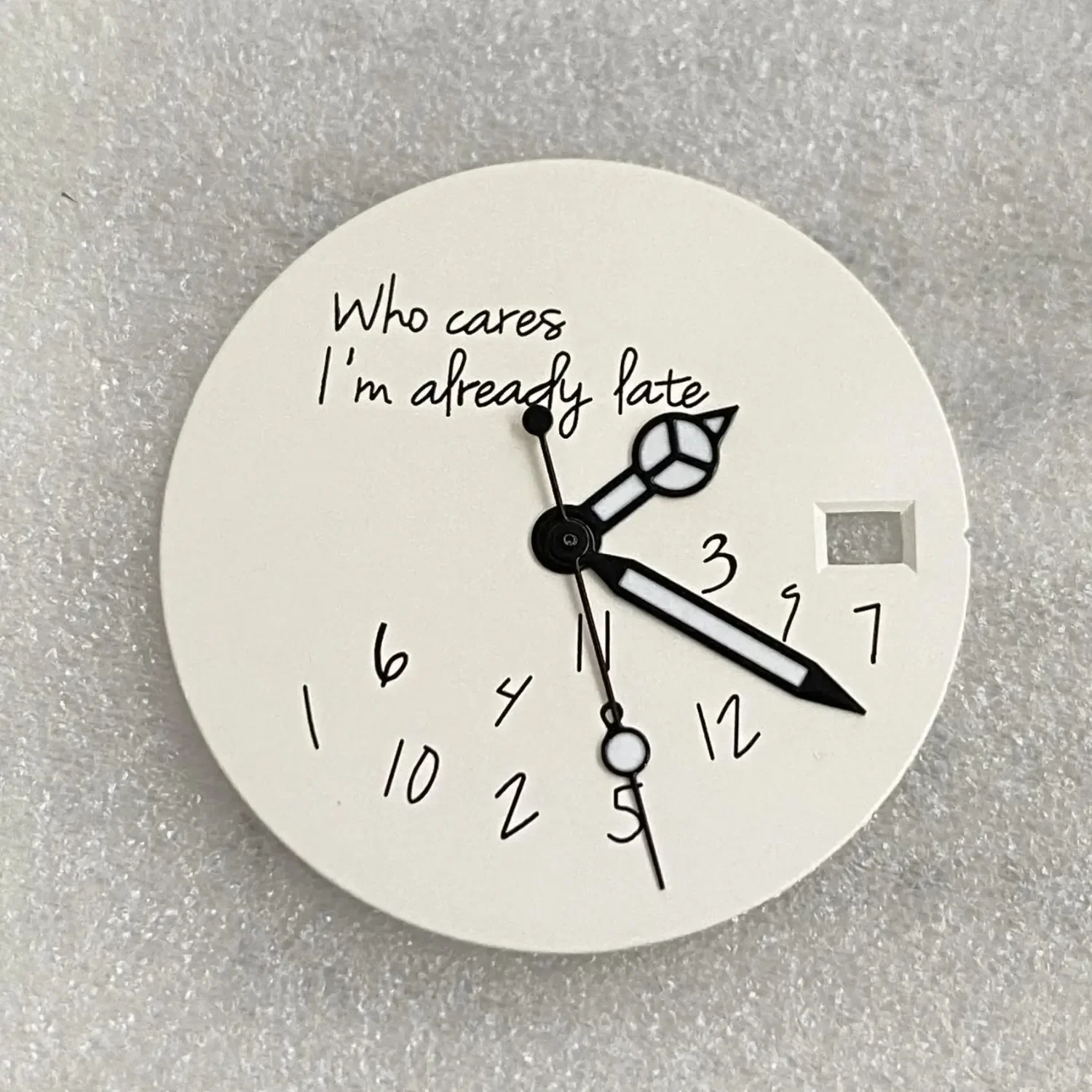 Sleek 28.5mm DIY Watch Dial – Bold 'It's Already Late' Design
