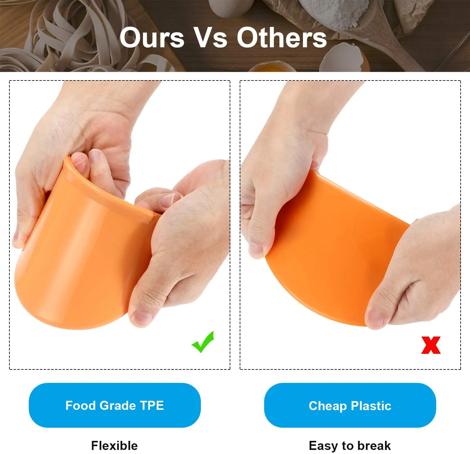Baking Tools 1Pcs Flexible Bowl Scraper Dough Scrapers Spatula Multipurpose Curved Pastry Scraper Flat Edge Mixing Bowl Cutter