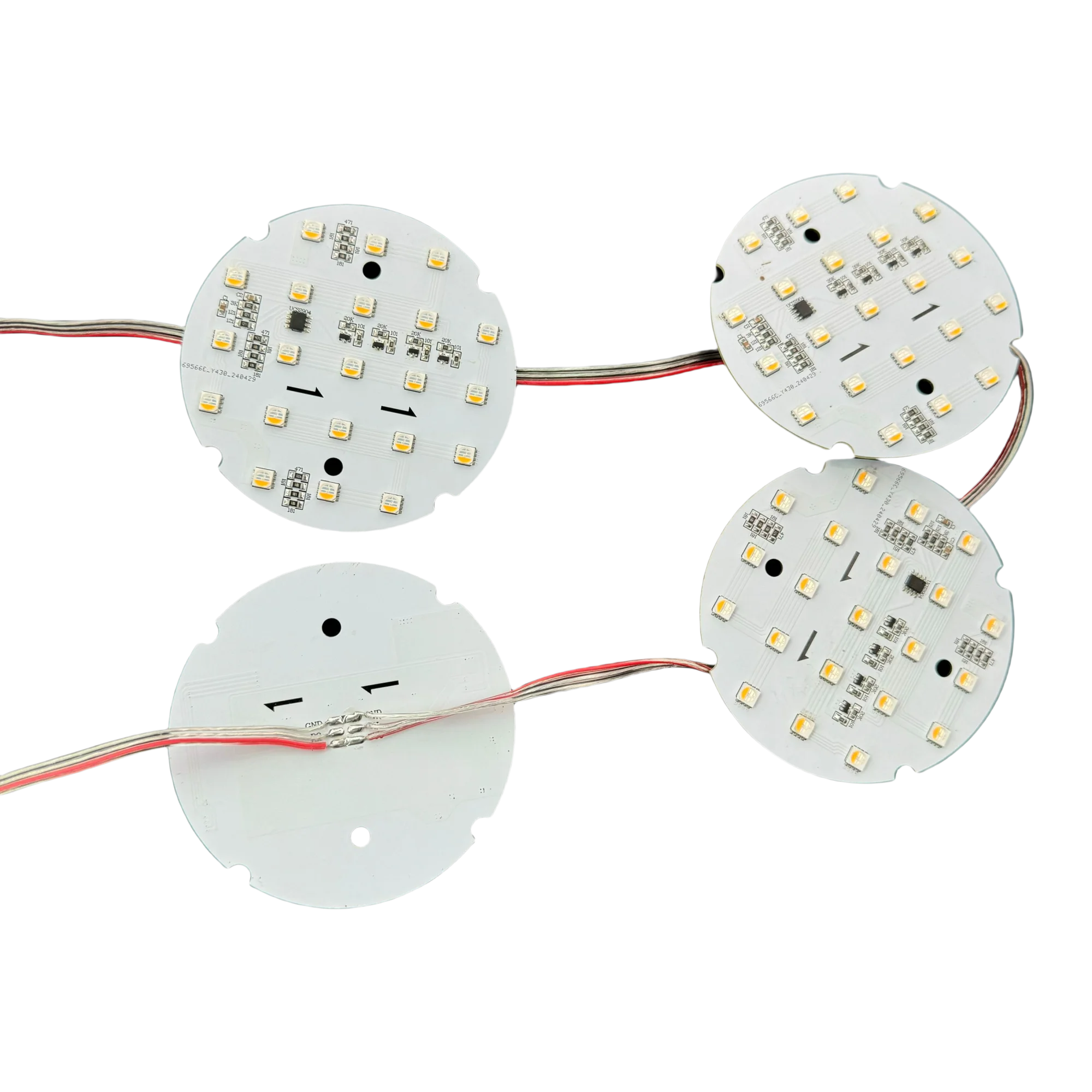 10 Pixels/Set 90mm PCBA UCS2904-RGBW(6500K) IC Addressable RGBW Pixel Light DC24V Input non-waterproof with 3Pin 20cm Clear Wire