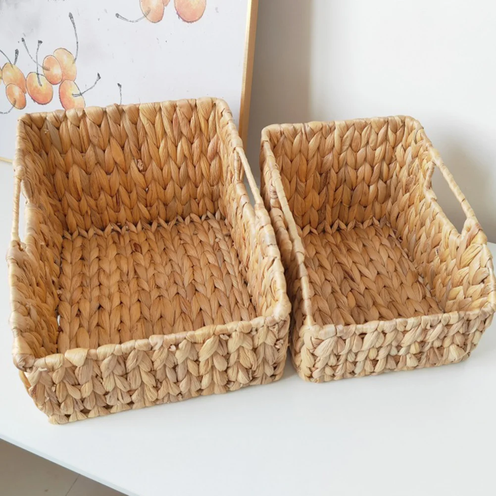 

Large Seagrass Wicker Storage Storage Basketsss Handles Magazine Storage Bins Bathroom Organizer Retro Woven Makeup