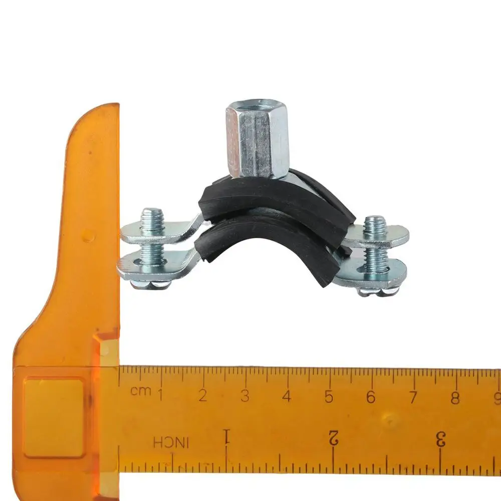 2pcs M8 Mounting Screws Support Clamp Galvanized Iron Rubber PPR Iron Pipe Clamp With Nail Silver Heavy Duty Pipe Clamp Worker