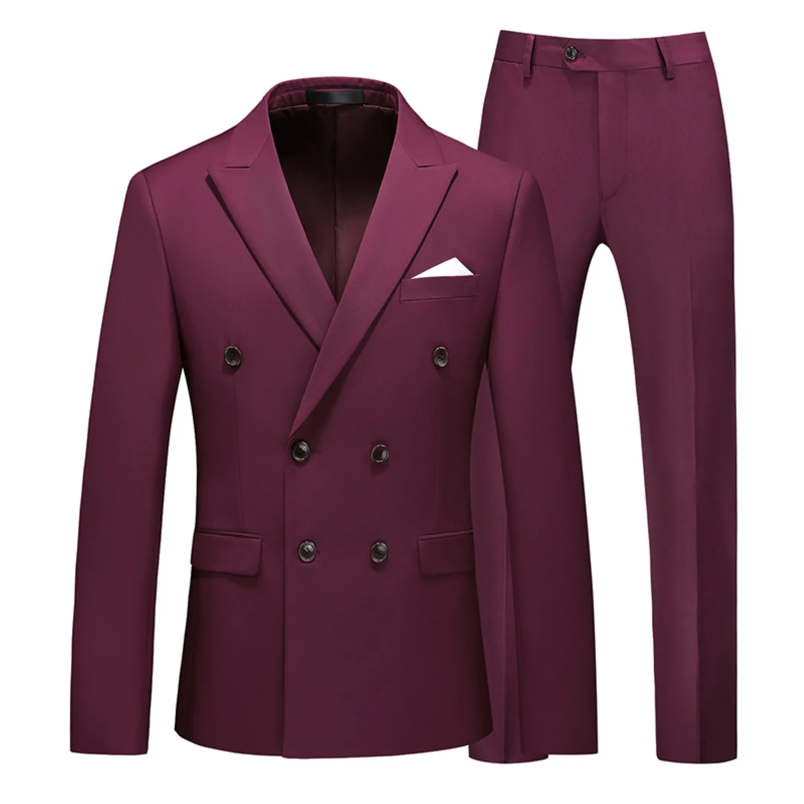 

2023 Classic Men Suit 2 Pieces Slim Fit Lapel Groomsmen Wedding Suits Set Fashion Men Business Blazer Jacket+Pants Party Jackets