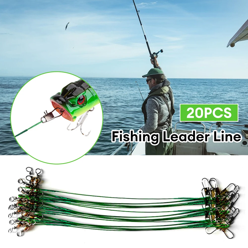 

Green Silver Black Anti Twist Braided Wire Conductor Steel Wire 20CM/20 Pieces Anti Bite Fishing Gear Accessories