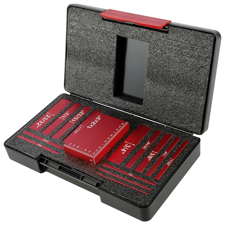 15-Piece Metric Setup Blocks - Aluminum Precision Height Gauge Set For Woodworking (Router, Table Saw)