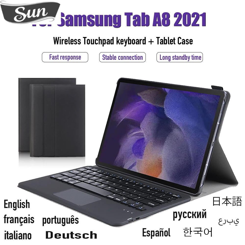 

For Samsung Galaxy Tab A8 10.5 2021 SM-X200 / X205 Portable Tablet With Touch Wireless Bluetooth Keyboard Holster Anti-drop Case