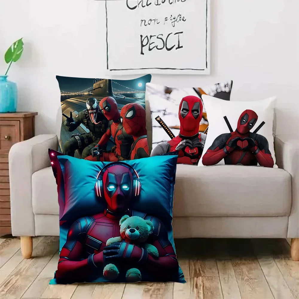 Pillow Covers Hot Super Hero Deadpools Cartoon Sofa Decorative Home Double-sided Printing Short Plush Cute Cushion Cover