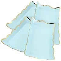 4 Pcs Square Paper Lace Plate Cardboard Serving Platters Cookie Candy Table Containers Blue Plates Trays Fruit Party 1