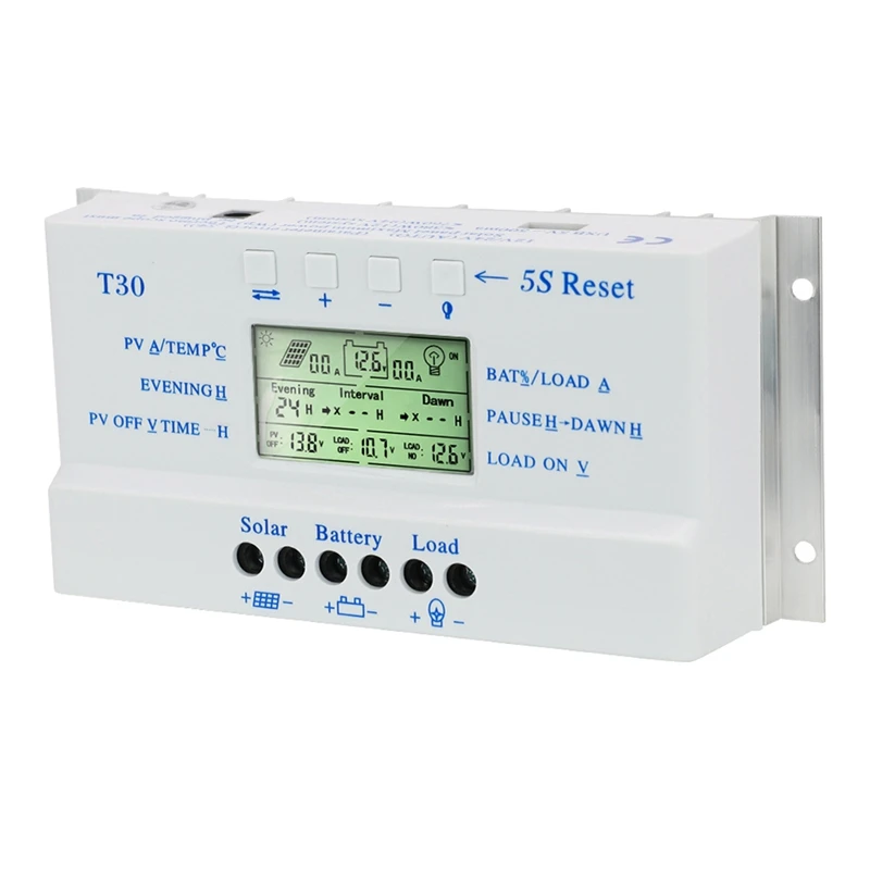 

PWM 12/24V 30A Контроллер заряда и разряда солнечной батареи T30 светильник контроль времени