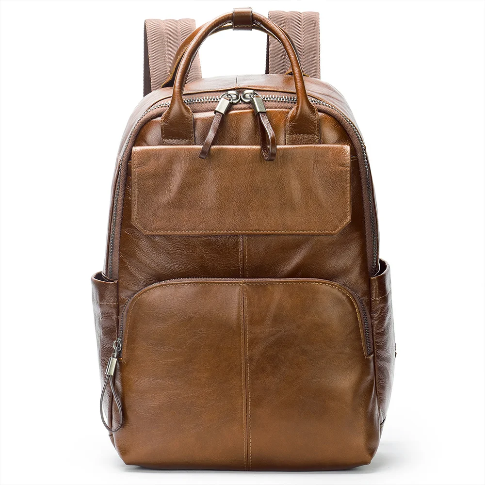 

Laptop Bag 13.3 Inch Genuine Leather Men's Backpack Outdoor Travel Business Anti-theft Back Pack Schoolbag Hiking