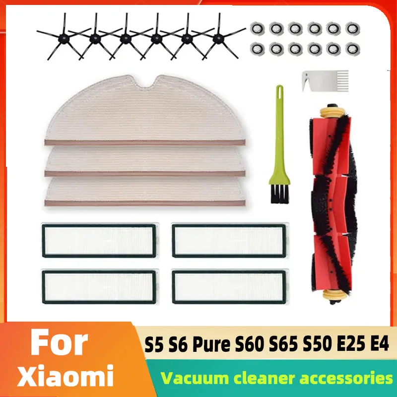 For Xiaomi Roborock S5 S6 Pure S6 Vacuum Cleaner Spare Parts Kits Mop Cloths Wet Mopping filter Side Brush Roll Brush Water Tank robot vacuum cleaner accessories