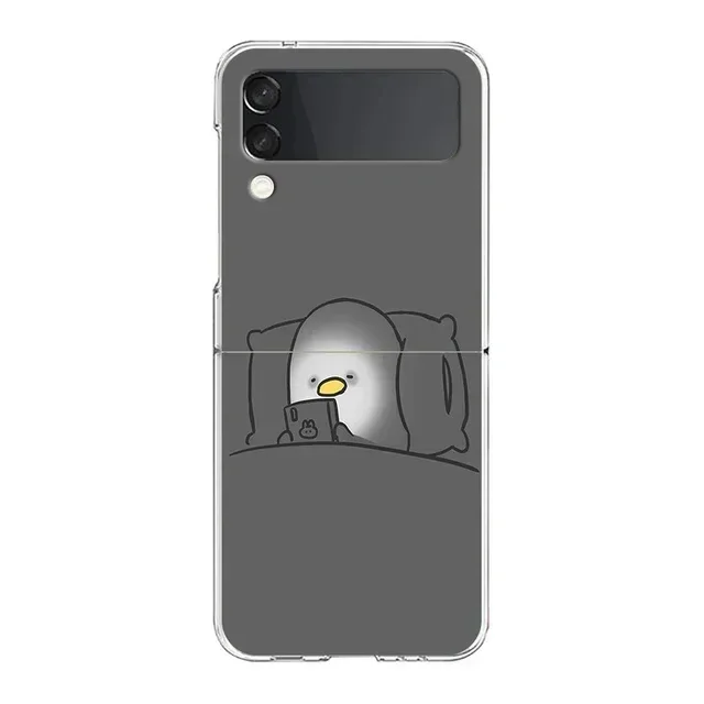 Adorable Cartoon Duck Hard Folding Phone Case - Fun Animal Design Back Cover