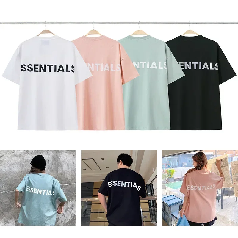 

Модная мужская Светоотражающая свободная брендовая дизайнерская футболка ESSENTIALS с коротким рукавом для пары, Женский Топ