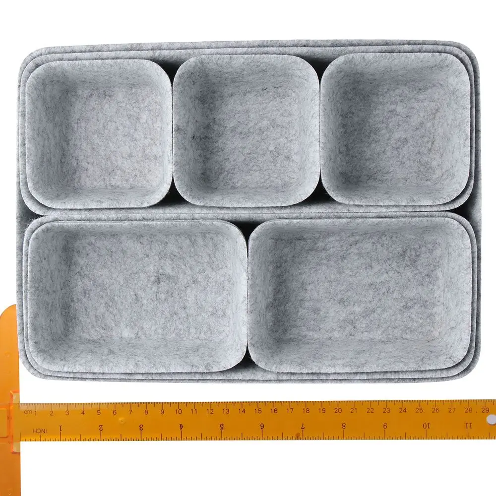 Light Gray Felt 8-piece Set of Office Makeup Table Forming Storage Box Organizing Storage Box