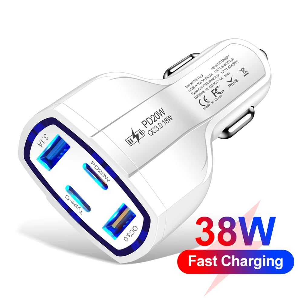    PD 20W 2USB + 2PD  , USB Tyoe C    , ȭ Ｚ, 12-30V, 4 in 1