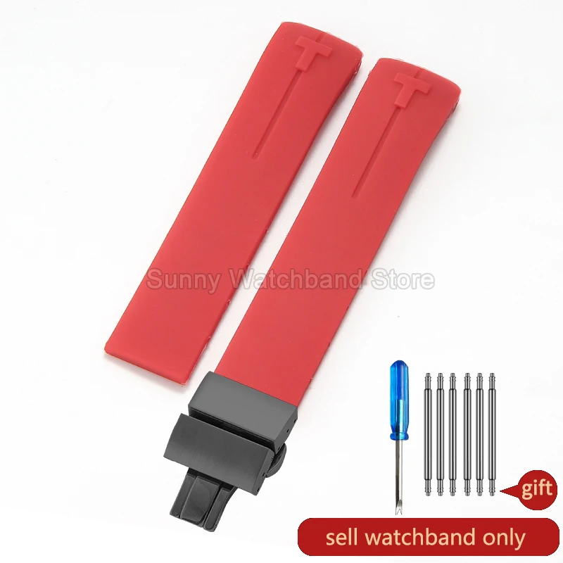 Waterproof Durable Silicone Watch Strap in Black and Blue