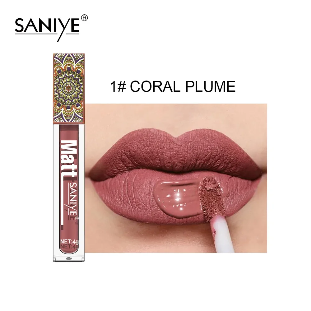 thumbnail image 1 of Waterproof Matte Nude Lip Gloss Brown Nude Pigment Dark Red Long Lasting Velvet Liquid Lipstick Women Makeup Lip Glaze 1PCS, 1 of 5