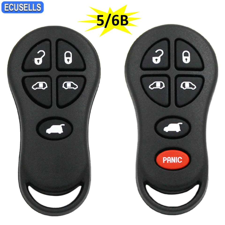 Carcasa De Repuesto Para Llave De Coche Dodge, Chrysler, Jeep - 5 Botones, Plástico ABS Y Metal