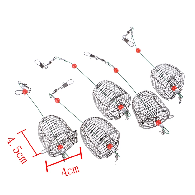 Stainless Steel Wire Fishing Lure Conical Cage 5Pcs Fish Bait Lure Fishing Accessory Bait Cage Trap Basket Feeder Holder fishing lure