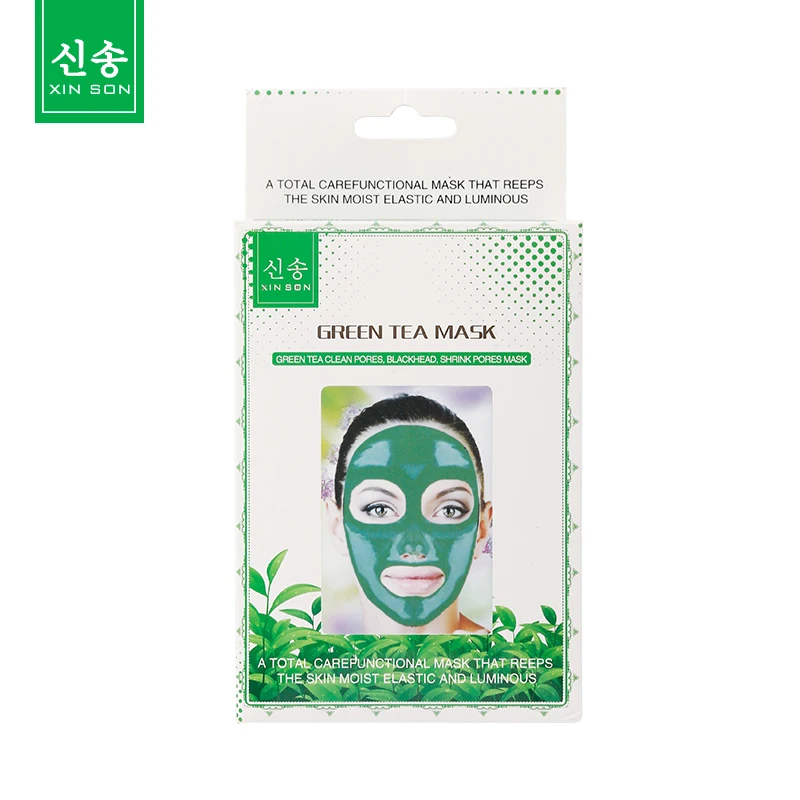 XINSON 10 Pieces Green Tea Mask Oil Control Moisturizing Cleaning Mask Acne Treatment Blackhead Remove Pores Purifying