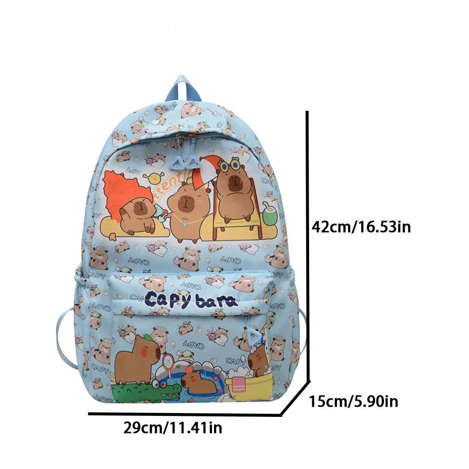 Capybara 대용량 프린트 레저 배낭, 사랑스러운 남녀공용, 어린이 휴일 생일 시즌 선물
