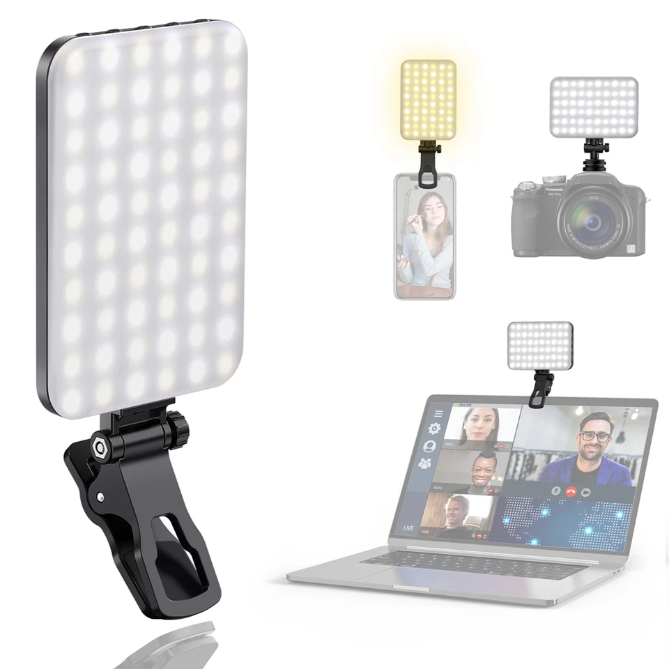 Selfielamp voor mobiele telefoon, 60 leds, selfielamp met clip, 3200 Selfielamp voor mobiele telefoon, 60 leds, selfielamp met clip, 3200