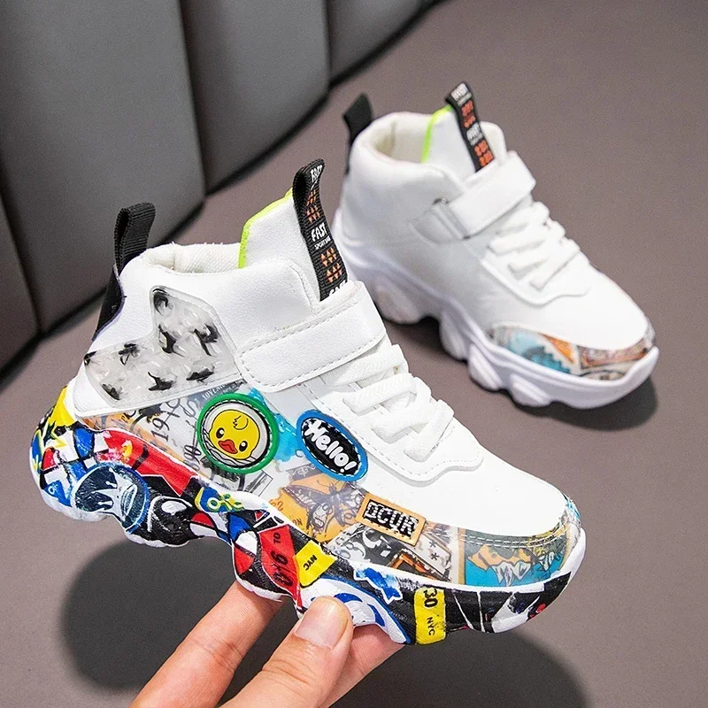 

Children Sneakers Kids Casual Shoes Girls Boys PU Leather Flats Rubber Sole Toddlers Sports Shoe 4-5-6-7-8-9-1SYEARS ize 26~37#