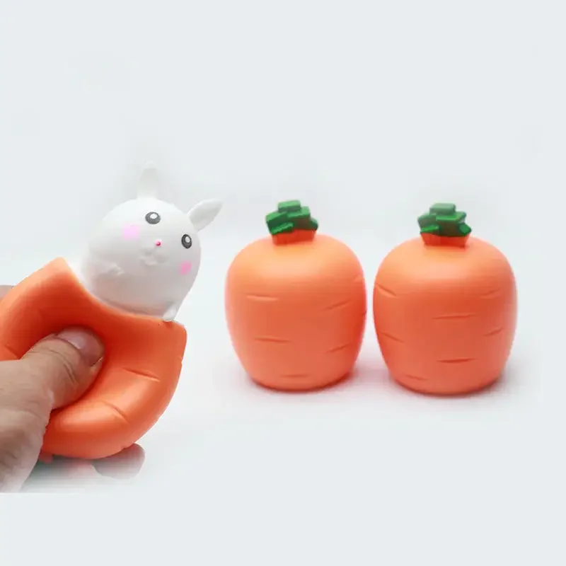 New Squeezing Carrot Rabbit Cup Toys Kids Stress Reliefing Pinch Toy Fidget Decompression Sensory Toy for Child Adult Baby Gift - Bilde 5